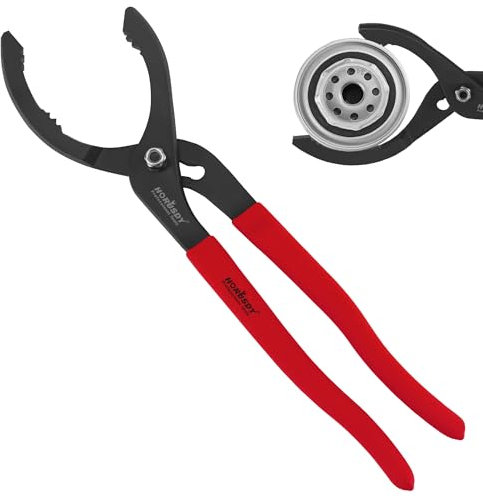 HORUSDY 12 Adjustable Oil Filter Pliers, Adjustable Oil Filter Wrench Removal Tool (Red)