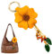 Calkkrer Lederblätter-Blumen-Quaste-Schlüsselanhänger, Boho-stilige Accessoires, Süße Schlüsselanhänger, Brieftasche, Handtasche, Beutel, Ring-Akessorise.