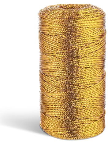 200m Filo d'Oro Spago Dorato, 1.5mm Filo Dorato Cordoncino Metallico Oro per Fai Da Te, Artigianato, Decorazioni, Confezioni Regalo