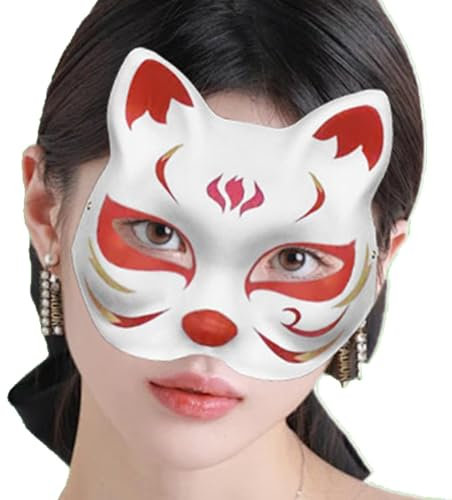 Katzenmasken zum Bemalen - Weiße Katzenmaske, Halbgesichtsabdeckung | Leere Tierdruckmasken, Cosplay-Requisiten, Halloween-Handwerksmaske