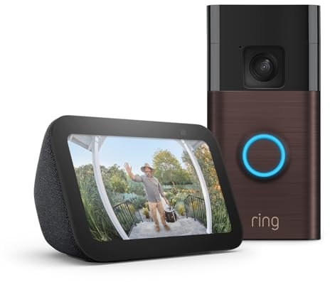 Ring Akku-Videotürklingel (Battery Video Doorbell), Venezianische Bronze, Funktionert mit Alexa + Echo Show 5, Anthrazit - Smart Home-Einsteigerpaket