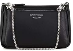 Emporio Armani Doppelter Damen-Schultergurt mit Band + Kette EW000540 AF 12103 Schwarz - 21,5 x 14 x 4+3 cm, Schwarz