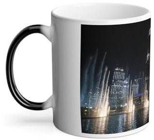 Thermoreagierende Tasse Magische Tasse – La Nuit Brunnen vor dem Turm von Dubai – 325 ml