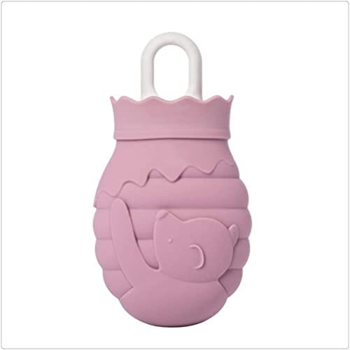 ZUOZUIYQ Bouillotte en Silicone Bouillotte Ours avec Couverture Tricotée Chauffage Micro-Ondes Bouteille en Silicone Sac Chaud (Couleur : C, Taille : S)