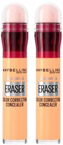 Maybelline New York Abdeckstift Instant Anti-Age Effekt Concealer Flüssig Bunt für Flecken Blau Violett Anti Alter Technik Farbkorrektur Applikator in Schwämmchen Farbe Gelb - 2 Korrigierer