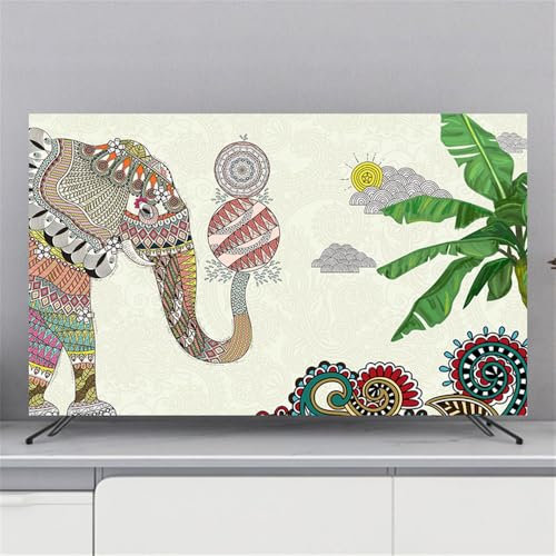 Hixingo Cubierta Antipolvo para TV, Funda para Televisor Elástico Protector para Smart TV Cubierta de Televisión Pantalla de Funda para 32 a 80 Pulgadas impresión de Animales (37-39,Elefantes)