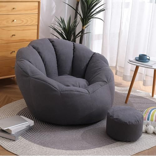Sofdicht Das Neue Komforterlebnis Sitzsack, Sitzsack Bezug ohne Füllung, Lazy Lounger Sitzsack Stuhlbezug, Perfekt zum Relaxen im Wohnzimmer oder Schlafzimmer 95 x 95 x 75cm,Dark Gray