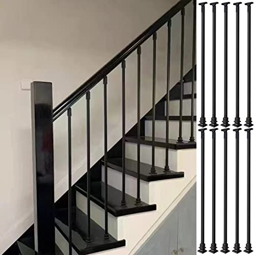 Spindel-Set für Innentreppen, Metall, schwarz, für Dachboden, Korridor, Villa, Hotel, 10 Stück, 140 cm hoch