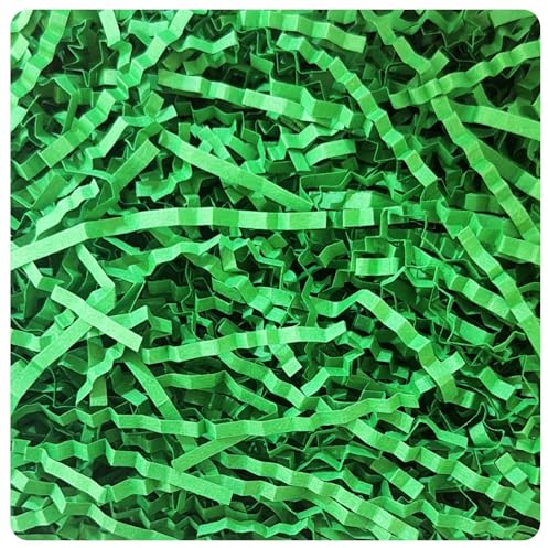 AKH® Papier déchiqueté d'herbe de Pâques | Remplissage de panier coloré et décoration | Herbe pastel pour la chasse aux œufs, cadeau et décoration de fête | Respectueux de l'environnement (vert)