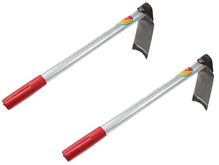 SEWOART 2 Piezas Azada Forjada Suelo Gardening Largo Planta Galvanizado Desarraigo Cavador Azadas Pala Escardador Creciente Herramienta De Jardín Azada Triangular Verdadero Planchar Rojo