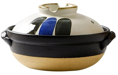 XYUERU Japanese Hot Pot, Cooking Pot Round Insulated Casserole | Traditional Donabe Clay Pot with Lid, Heat-Resistant for Stovetop Steam, Soup Pot for Steaming Slow Braising(900ml)
