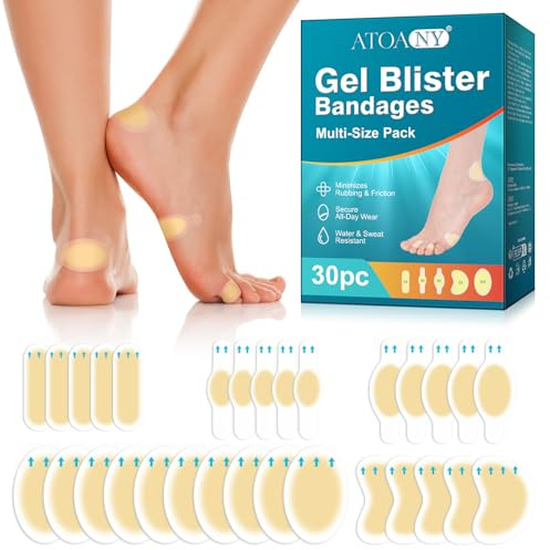 30 pansements hydrocolloïdes en gel pour ampoules aux pieds, pansements invisibles pour talons, orteils et doigts, pansements résistants à l'eau pour voyages et usage quotidien (pack varié)
