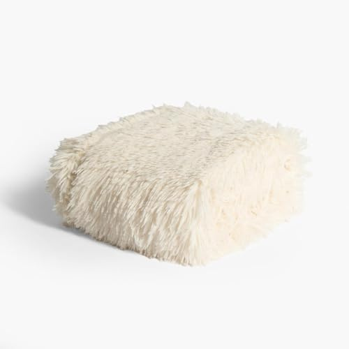 OHS Dog Blankets Washable, Cosy Calming Cat Blanket for Indoor Cats Ultra Soft Comfort Anxiety Reducing Fluffy Pet Blanket Plush Fleece Dog Blankets for Sofa Bed, Cream - 105 x 90cm