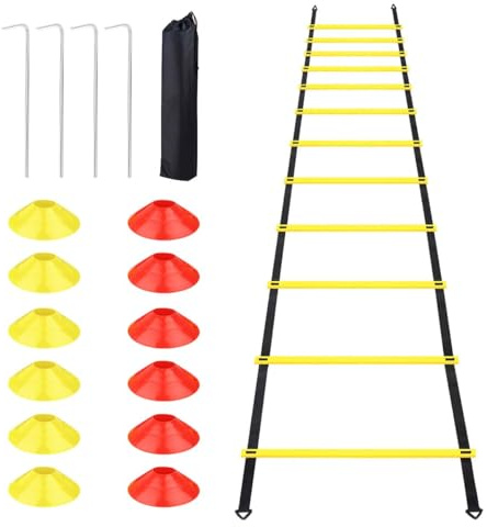 Alide 6 m Fußball-Koordinationsleiter – 10 Kegel, Agility-Tool für Tennis, Boxtraining
