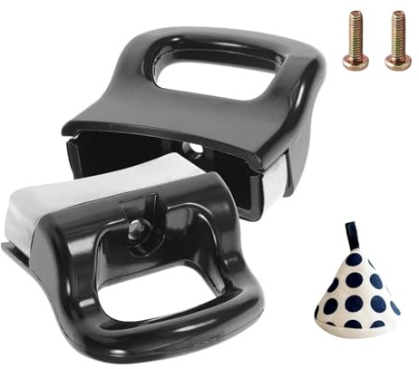 txuzong Juego de 2 Asas de Repuesto para Ollas a Presión y Cacerolas – | Asas Laterales Cortas con Tornillos Incluidos + Soporte para Tapa – Resistentes al Calor y Antideslizantes, Color Negro