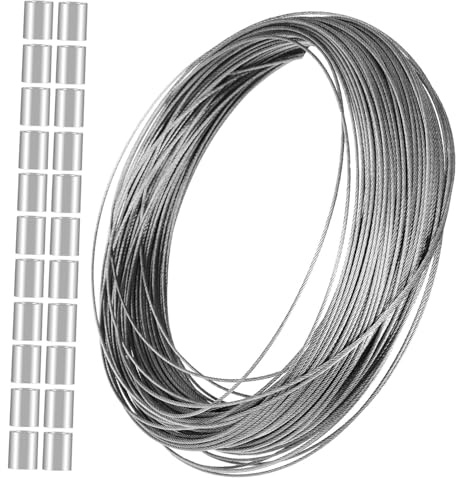 AVLLSO Stahlseil für Gartenzäune, 2mm Edelstahl Draht Seil Kabel Kit mit 7x7 Strand Core - Metall Garten Draht(20M/65.6ft)