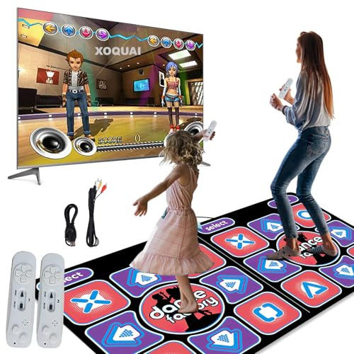 Alfombra De Baile 2 En 1 para TV Y Pc, Alfombra De Baile Electrónica con 2 Mandos De Juego, Alfombra Bailes Led con Luz, 100 Canciones, 3 Modos De Juego, para Fitness, Baile, Yoga (Juego para Dos
