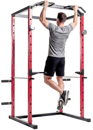 SPORTNOW Power Tower mit Dip- und Klimmzugstangen, J-Haken, multifunktional, höhenverstellbar, 11 Stufen, Stahlgestell, für Fitnesstraining zu Hause, Fitnessstudio, Kapazität 460 kg