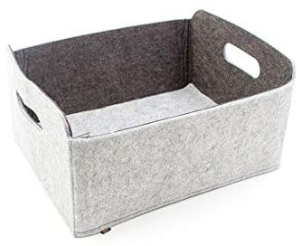 Hochwertiger, waschbarer Aufbewahrungskorb aus Filz graumeliert/dunkelgrau 30x24x15cm. Aufbewahrungskorb, Regalbox, Faltbox, Spielzeugkorb, Filzkorb