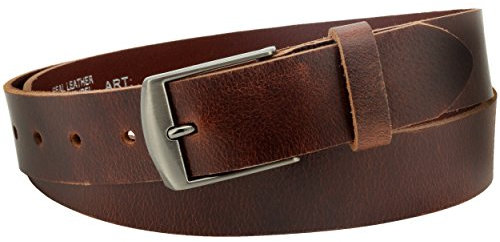 Vascavi Ledergürtel aus Büffelleder, Made in Germany, braun, ca. 35mm breit und ca. 3-4mm stark, kürzbar, Gürtel, Vollledergürtel, Jeansgürtel, Herrengürtel, Damengürtel, (115 cm Gesamtlänge 125 cm)