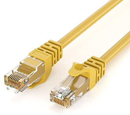 JAMEGA 0,25m CAT.6 Netzwerkkabel (RJ45) Patchkabel Ethernet Lan in gelb| 1Gbit/s | 250MHz | kompatibel zu CAT.5 / CAT.5e / CAT.6