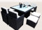 Ragnarök-Möbeldesign PolyRattan - DEUTSCHE Marke - EIGNENE Produktion - 8 Jahre GARANTIE auf UV-Beständigkeit Gartenmöbel Essgruppe Tisch + 4 Stühle & 4 Hocker 12 Polster