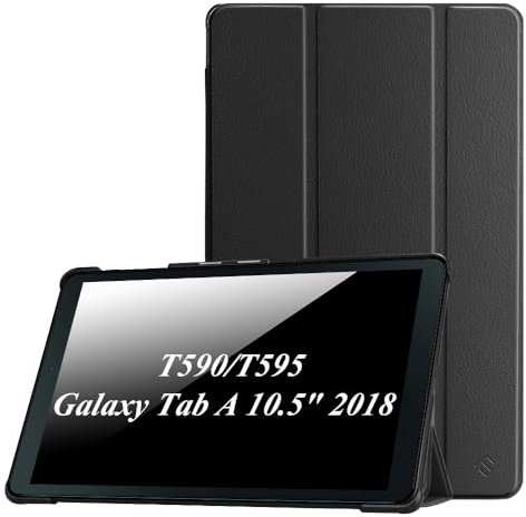 Fintie Hülle für Samsung Galaxy Tab A 10.5 2018 - Ultra Schlank Superleicht Schutzhülle mit Auto Schlaf/Wach Funktion für Galaxy Tab A 10.5 Zoll SM-T590/T595 Tablet-PC, Schwarz