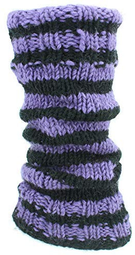 LOUDelephant Chunky Wool Knit Leg Warmers - Purple & Black