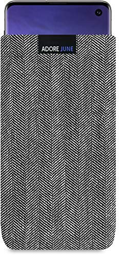 Adore June Business Tasche kompatibel mit Samsung Galaxy S10 Handytasche aus charakteristischem Fischgrat Stoff - Display Reinigungs-Effekt