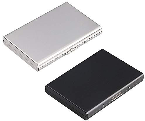 Vicloon Porte-Carte de Crédit,Visite Métallique avec la Technologie de Blocage RFID,Cool Etui de Carte de Visite Slim Métal - 6 Slots pour Vos Cartes de Crédit (Blanc+Noir)