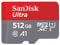 SanDisk Ultra 512 GB microSDXC Memory Card + SD Adapter with A1 App Performance Up to 100 MB/s, Class 10, U1, Red/Grey