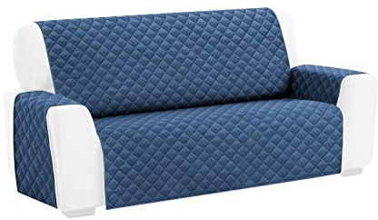 EMMEVI Gesteppter Sofabezug, weich, Sesselschoner für 2-, 3-, 4-Sitzer-Sofas, Modell 3-Sitzer, Blau