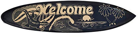 Interlifestyle Deko Surfboard aus Holz 100cm mit Welcome Motiv Deko Surfbrett