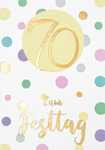 Perleberg Geburtstagskarte mit in pastell gestalteten Motiv - edle Karte zum 70. Geburtstag mit Umschlag - schöne Geburtstagskarten 11,6 x 16,6 cm - Karte Geburtstag für eine gelungene Überraschung