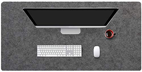 Schreibtischunterlage für Büro, 5 mm dick, Filz, Schreibtischunterlage für Maus und Tastatur, Laptop, runde Kanten, Tischschutz für Büro und Zuhause (100 x 50 cm, dunkelgrau)