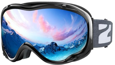 ZIONOR Skibrille für Herren Damen Jugend, Lagopus Snowboard Brille Verspiegelt OTG UV-Schutz Anti-Nebel Schneebrille für Snowboarden Skifahren Skaten
