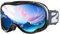 ZIONOR Skibrille für Herren Damen Jugend, Lagopus Snowboard Brille Verspiegelt OTG UV-Schutz Anti-Nebel Schneebrille für Snowboarden Skifahren Skaten