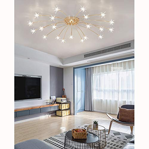 Lanekd LED Wohnzimmer Deckenlampe Stern Styl Schlafzimmer Deckenleuchte Kinderzimmer Dekolampe Glas-schirm Esszimmer Kronleuchter Retro Design Küche Flur Pendelleuchte