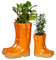 Dibor Set of 2 Flower Pot Planters - Small & Large Wellington Boot Plant Pot Spring Summer Fathers Day Gardening Gift Set (Orange)