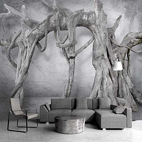 Yimesoy Benutzerdefinierte Wandbild Tapete 3D-Stereo-Baum-Wurzel-Kreative Kunst-Foto-Wand-Papier-Wohnzimmer-Schlafzimmer-Restaurant-Wand-Dekor 430Cm(W)×300Cm(H)