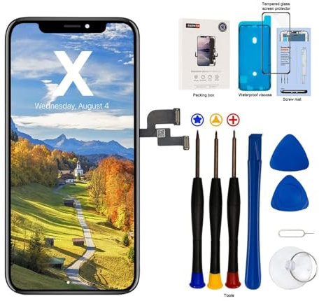 EFaith Ersatzbildschirm für iPhone X LCD Display 5,8 Full HD Touchscreen Digitizer Assembly mit komplettem Reparaturset + Displayschutz + wasserdichter Kleber mit Modell: A1865, A1901, A1902