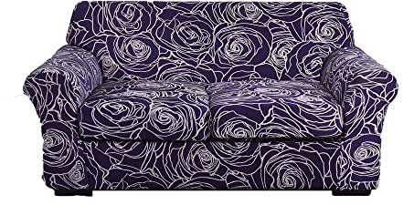 Morbuy Stretch Sofabezug 1/2/3 Sitzer mit Separaten Sitzkissenbezug, élégant Bedruckte Waschbare Haustier-Sofa-Möbelbezüge Couchhusse Sofahusse für Wohnzimmer (2 Sitzer,Lila Rose)