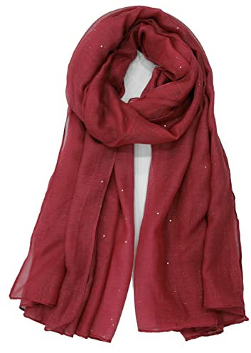 Van Der Rich ® - Pailletten Schal Weiches Halstuch - Damen (Bordeaux)