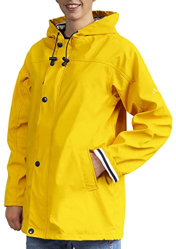 Breizh Ocean - Ciré Armor femme, manteau imperméable mixte, doublure à rayures de style marinière - du XS au 4XL (Jaune).