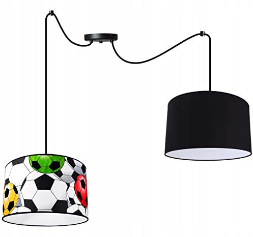 Light-Home - SOCCER Hängelampe - Deckenlampe - Pendelleuchte aus Metall mit Lampenschirm aus Stoff - Hängeleuchte für Schlafzimmer - E27-2-Flammig - MIX