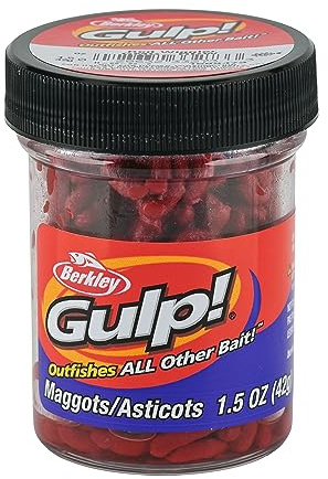 Berkley Gulp! Maggot Fishing Bait, Red Wiggler, Extreme Scent Dispersion, Great Replacement for Live Maggots, Ideal for Panfish, Trout, Crappie, and More