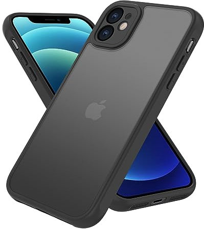 PinLiSheng Matte Case for iPhone 12 Case,Shockproof Protective Hard Back Slim Phone Case,Frosted Translucent Back Phone Cover, Anti-Fingerprint - Black