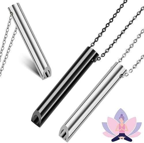 Pipihome Meditations-Atemhalskette, Modisches Accessoire, Anhänger für Atemübungen für Frauen und Männer, Achtsame Halskette Zur Druckentlastung Reduziert Angstzustände (schwarz+silber)