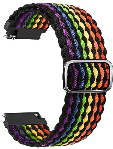 Amzpas Armband für Amazfit GTR 2/GTR 3/GTR 4 Armband,Nylon 22mm Verstellbares Geflochtenes Ersatzarmbänder für Amazfit GTR 47mm/GTR 3 Pro/GTR 2e/Stratos 3/Cheetah Pro Damen Herren (Regenbogen)