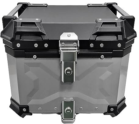 ROMOZ 30L/36L/45L/55L/65L Motorrad-Topcase, Aluminium Universal Motorrad Heckbox Kofferraum Tour Lagerung für Helm Gepäck, Wasserdicht Motorrad Top Box mit Rückenpolster Silver,36L